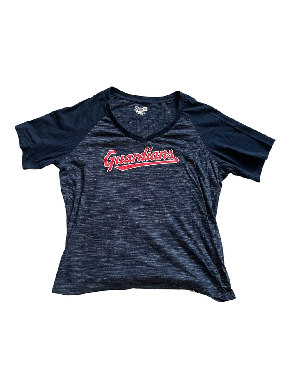 Women’s Cleveland Guardians Baseball Navy Blue Short Sleeve Shirt Red Logo 1X